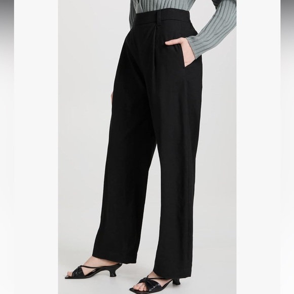 Vince Linen Blend Pleated Wide Leg Pull On Lightweight Black Pants, Medium - Picture 3 of 14